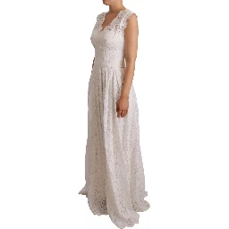 White Flower Lace Corsage Long Maxi Dress
