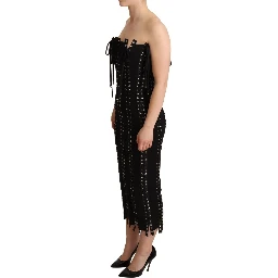 Black Cady Sleeveless Lace Up Bodycon Dress