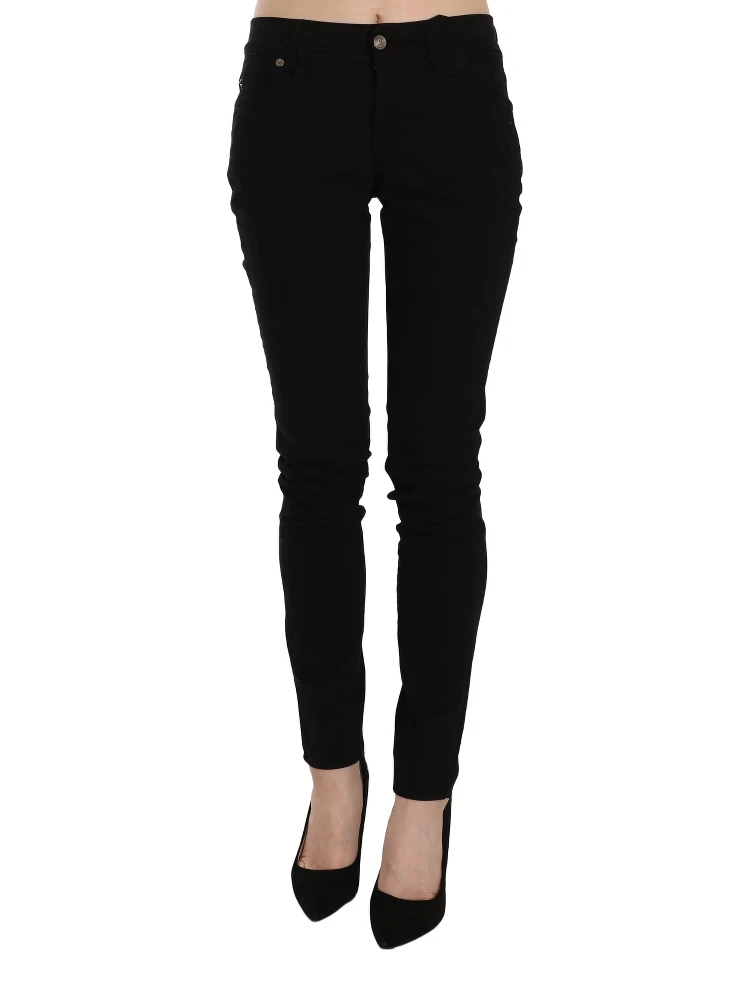 Black Mid Waist Slim Fit Skinny Denim Casual Pants Jeans alternative