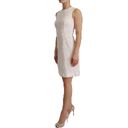 White Floral Sleeveless Sheath Mini Dress