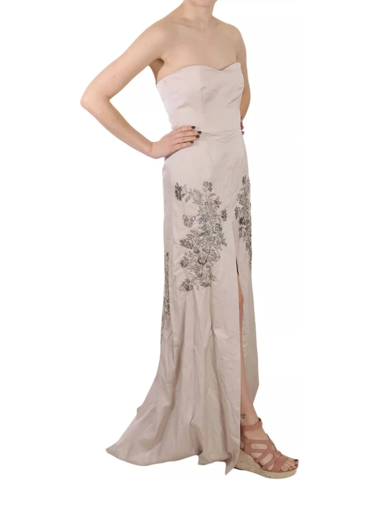 Beige Sequined Flower Flare Ball Gown Dress alternative