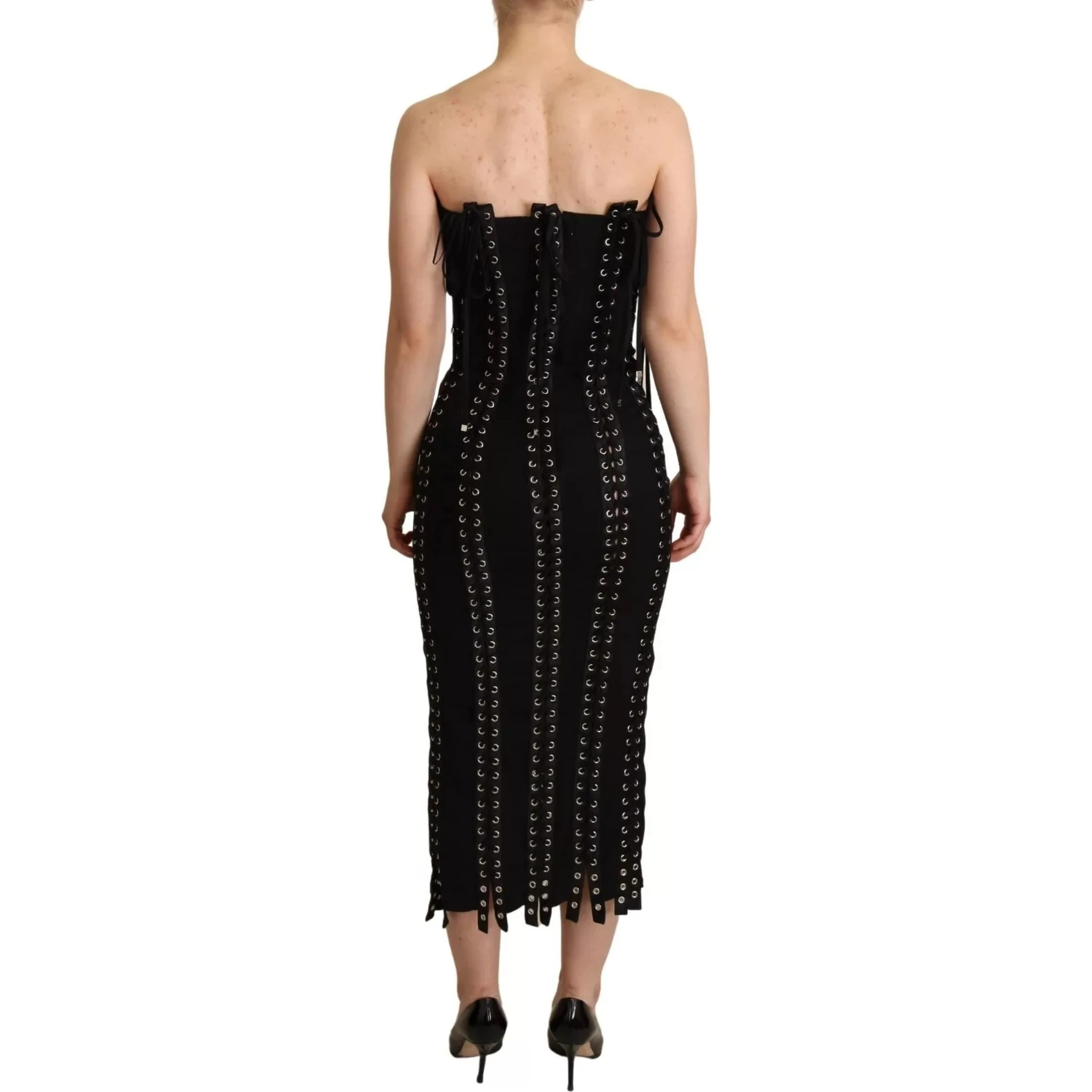 Black Cady Sleeveless Lace Up Bodycon Dress
