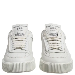 White Miami Leather Low Top Sneakers Men Shoes