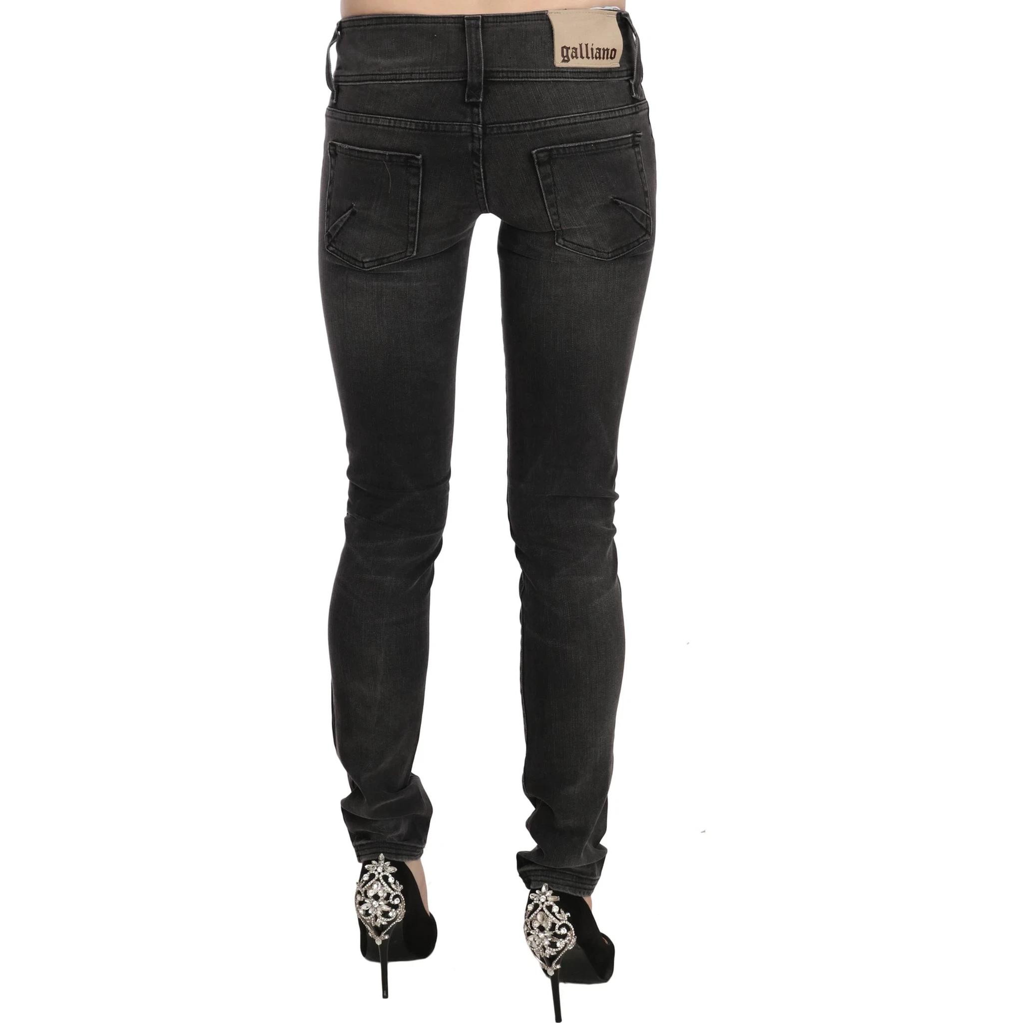 Black Washed Low Waist Slim Fit Skinny Denim Pants Jeans