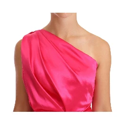 Pink Sheath Silk Bow Open Shoulder Dress