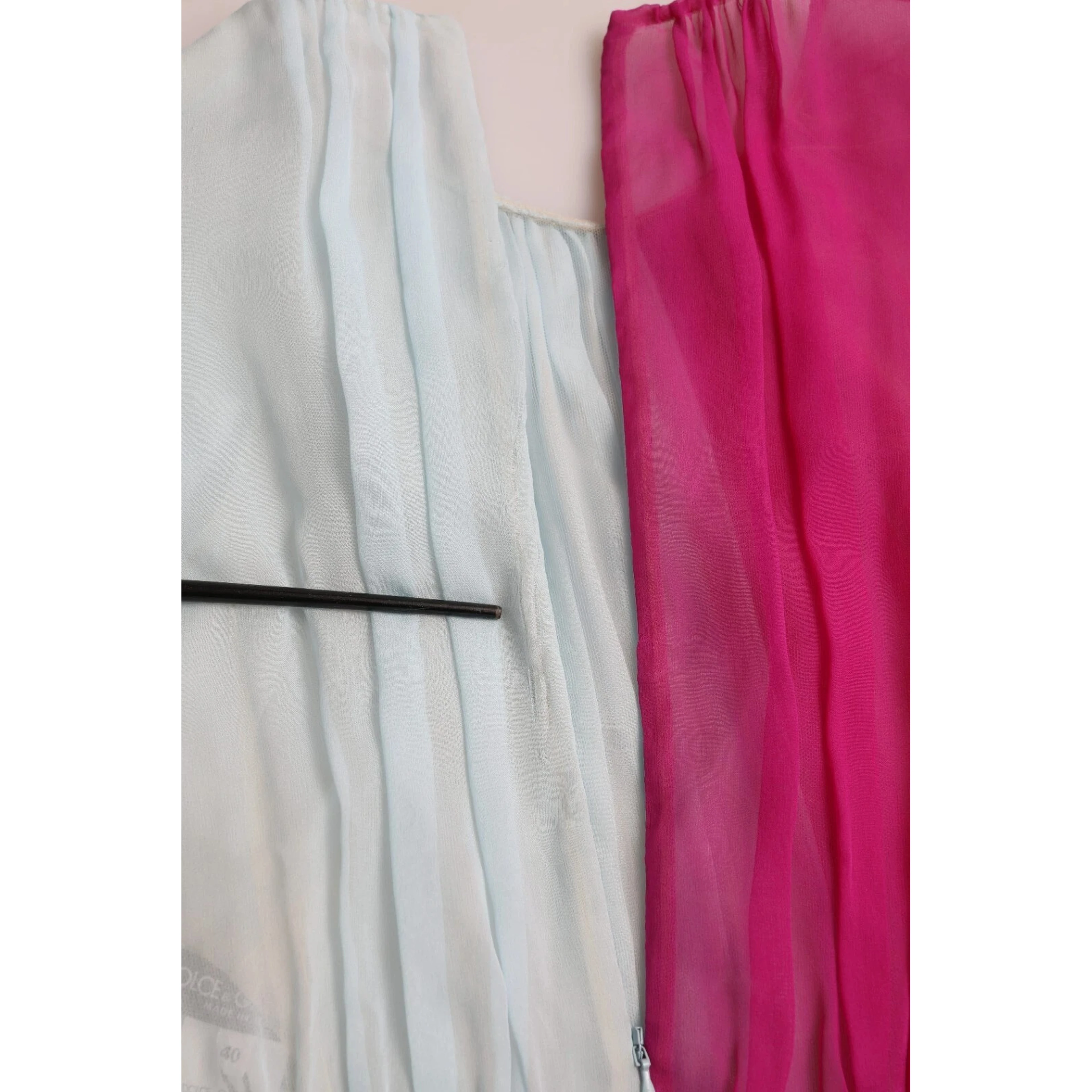 Light Blue Silk Two Tone Midi Dress