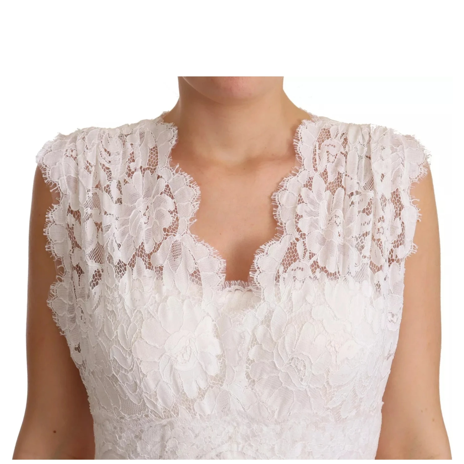 White Flower Lace Corsage Long Maxi Dress
