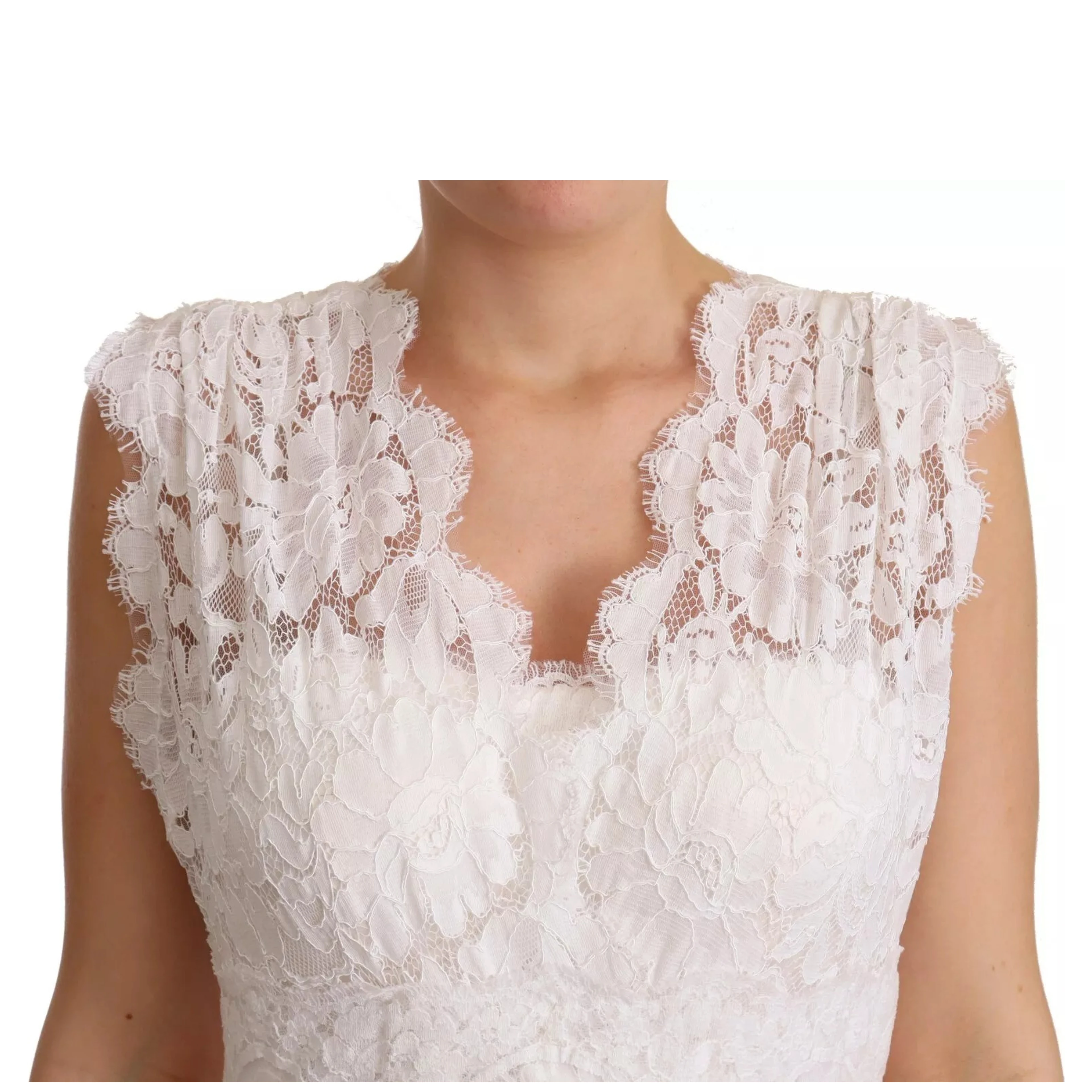 White Flower Lace Corsage Long Maxi Dress