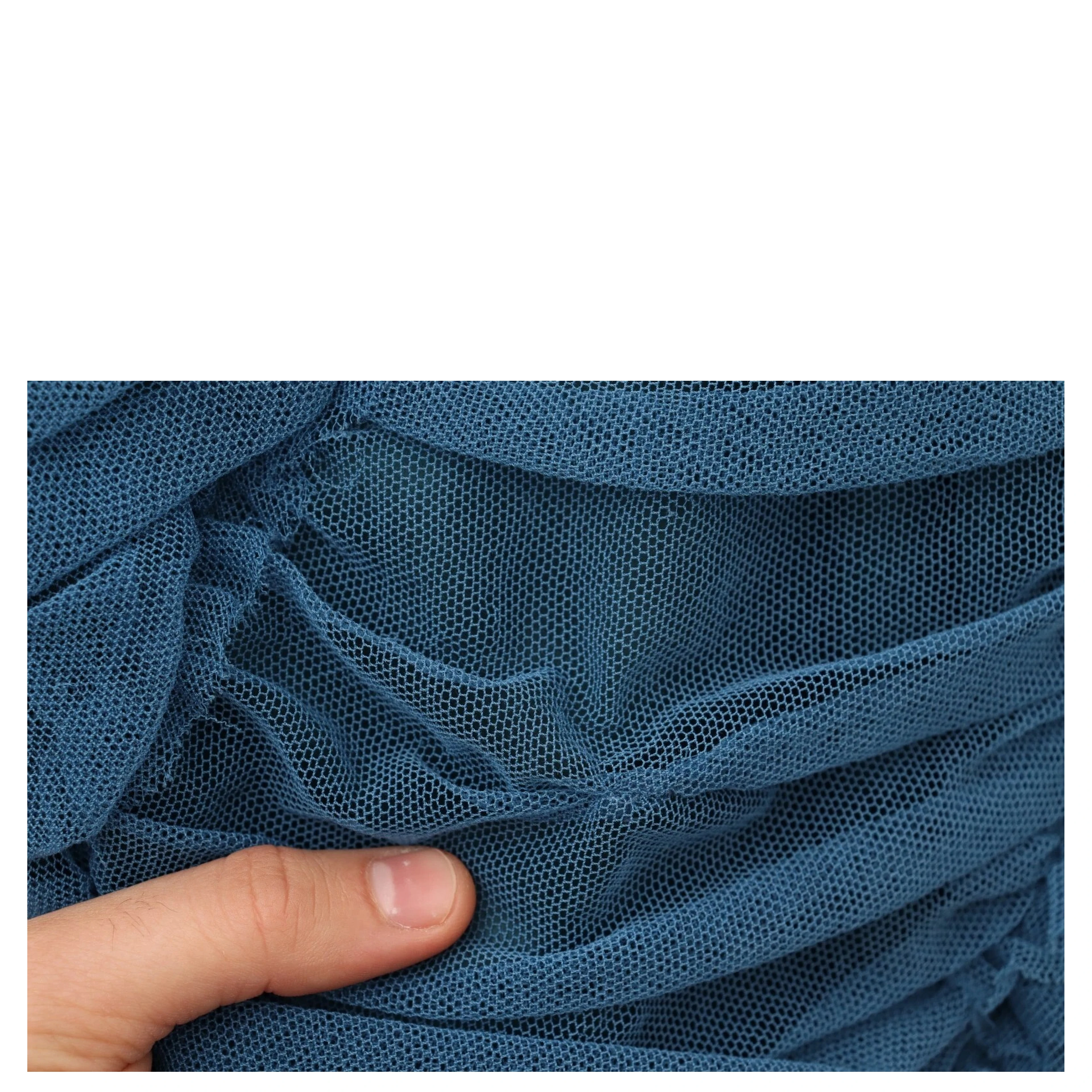 Blue Mesh Trim Ruched Tulle Sheath Dress
