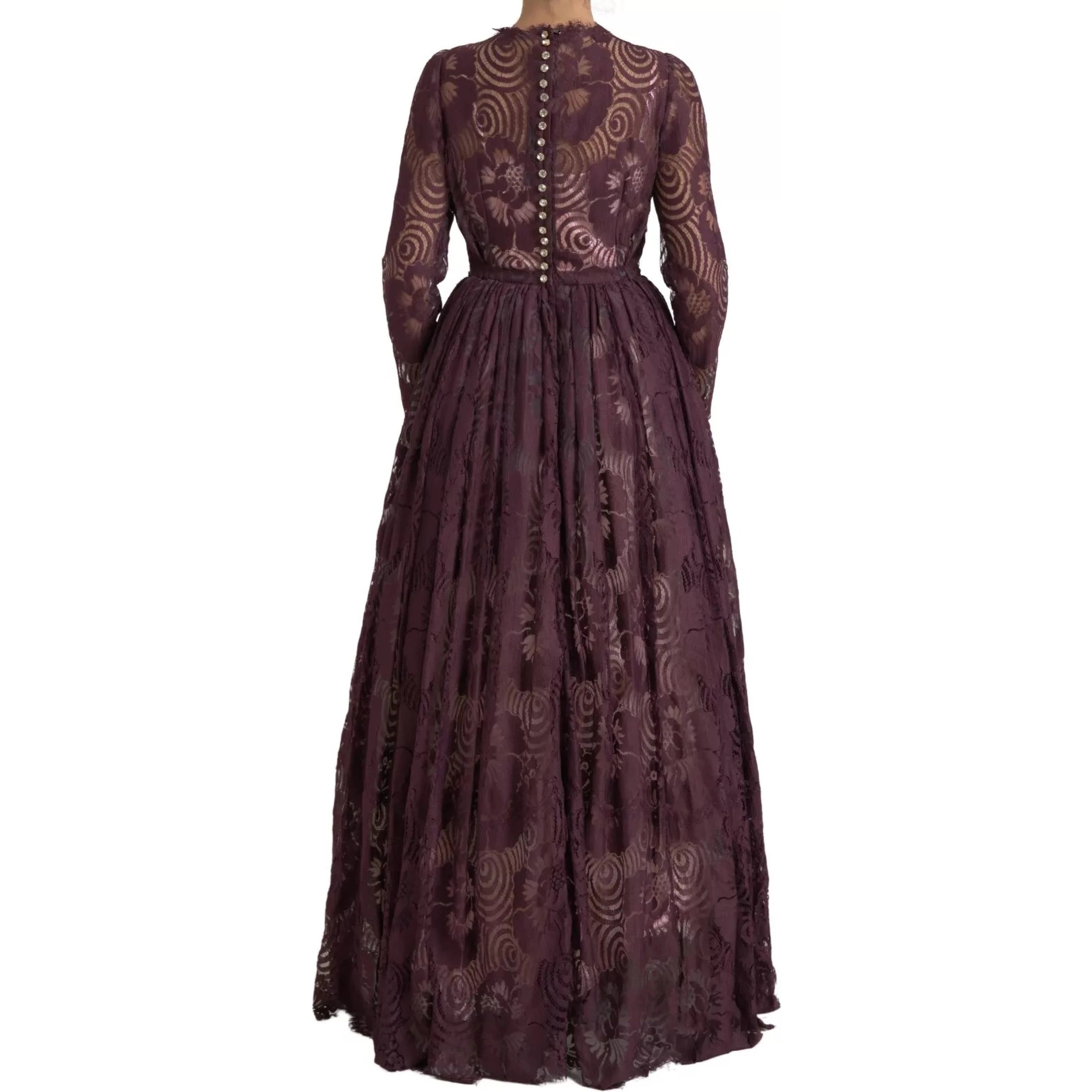 Purple Viscose Crystal A-Line Gown Dress