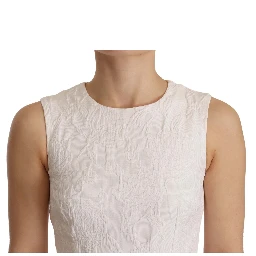 White Floral Sleeveless Sheath Mini Dress