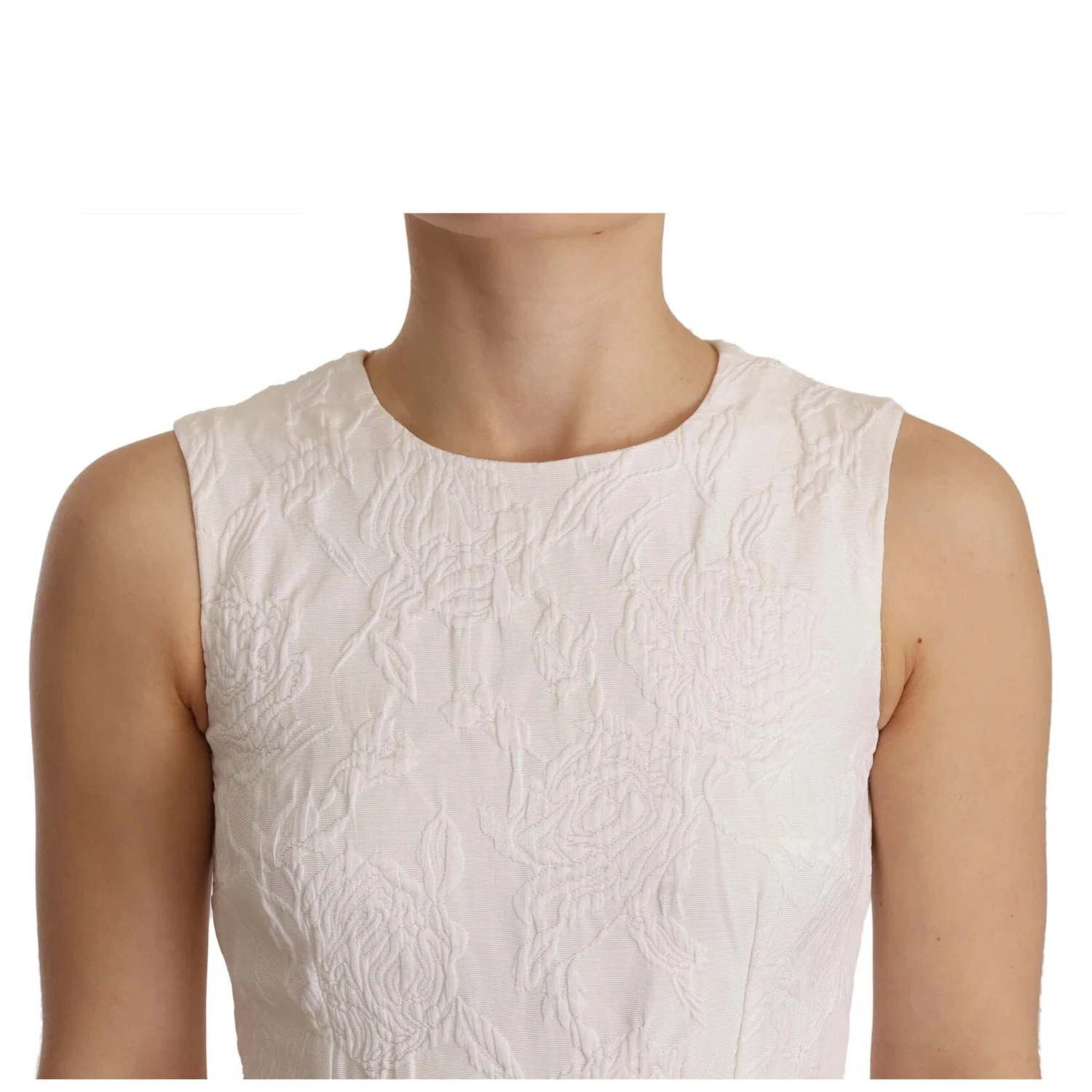 White Floral Sleeveless Sheath Mini Dress