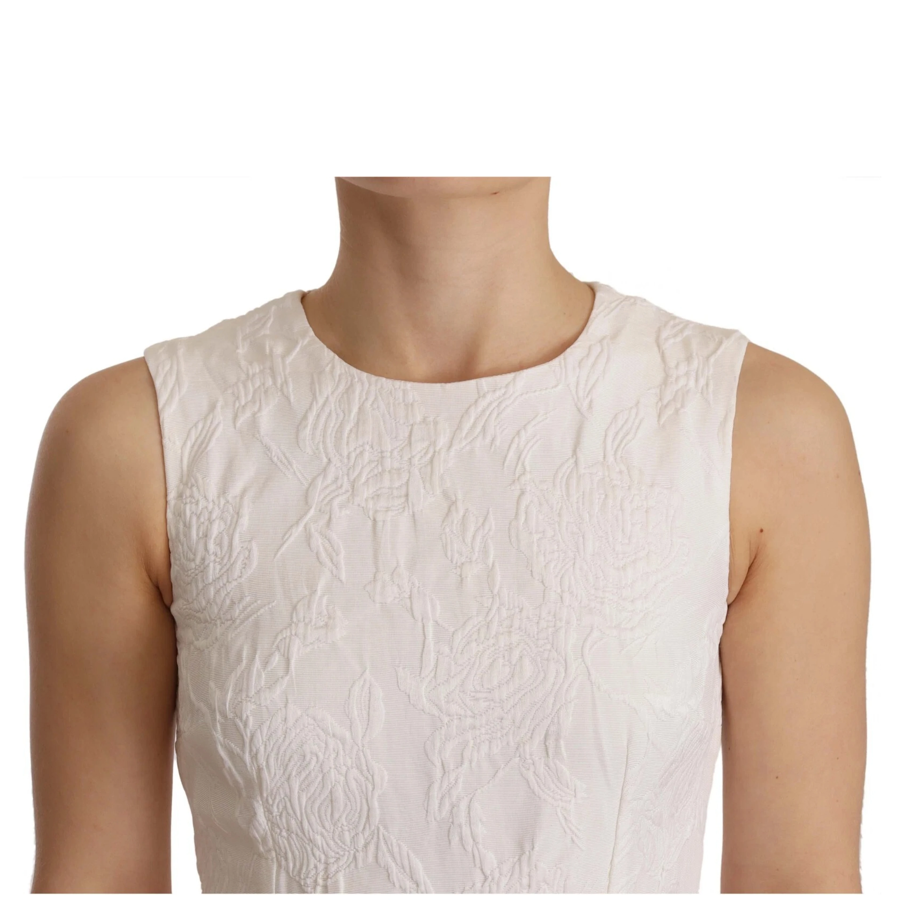 White Floral Sleeveless Sheath Mini Dress