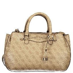 Beige Polyethylene Women Handbag