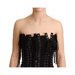 Black Cady Sleeveless Lace Up Bodycon Dress