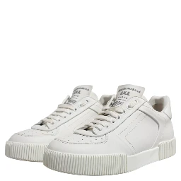 White Miami Leather Low Top Sneakers Men Shoes