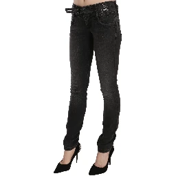 Black Washed Low Waist Slim Fit Skinny Denim Pants Jeans