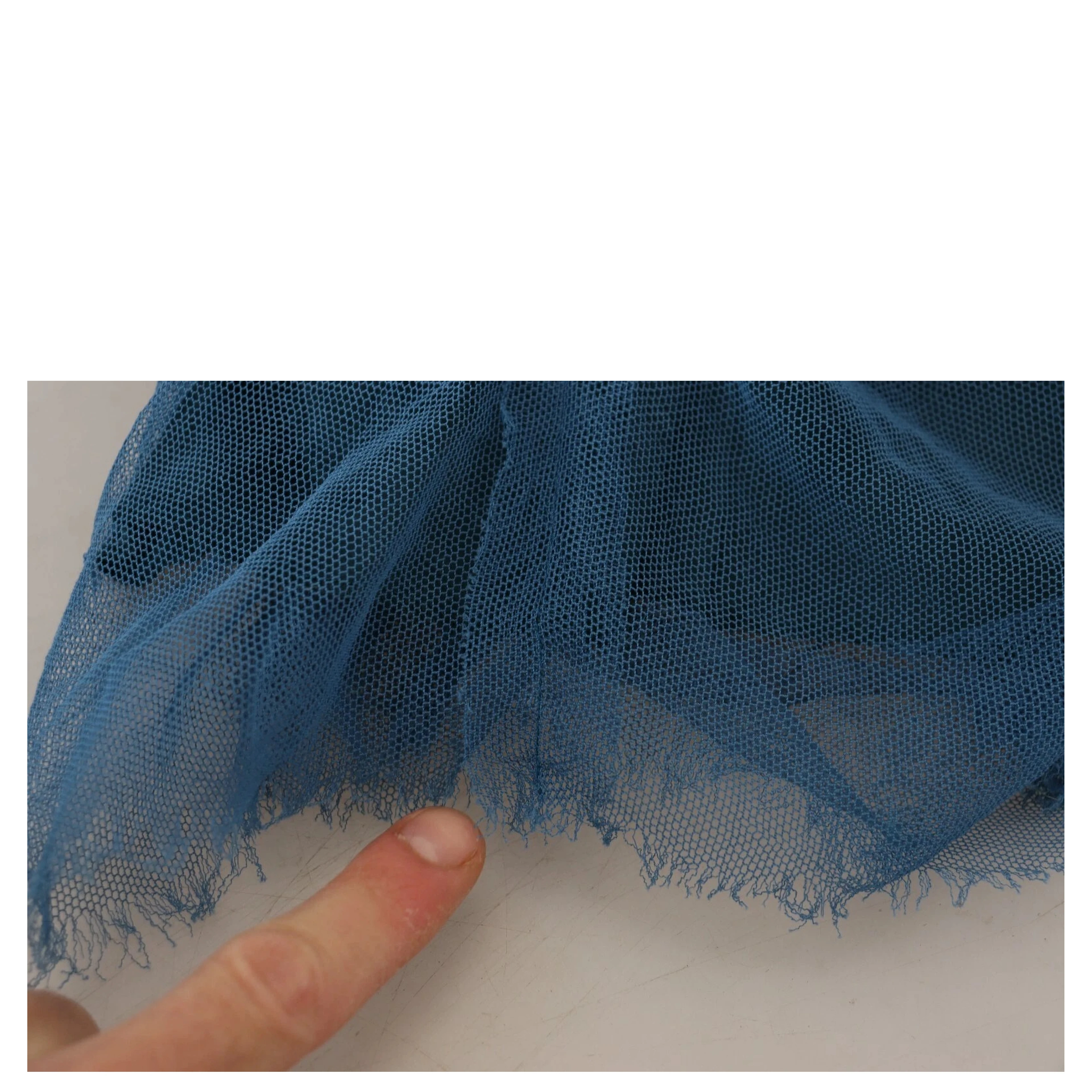 Blue Mesh Trim Ruched Tulle Sheath Dress