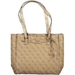 Beige Polyethylene Women Handbag