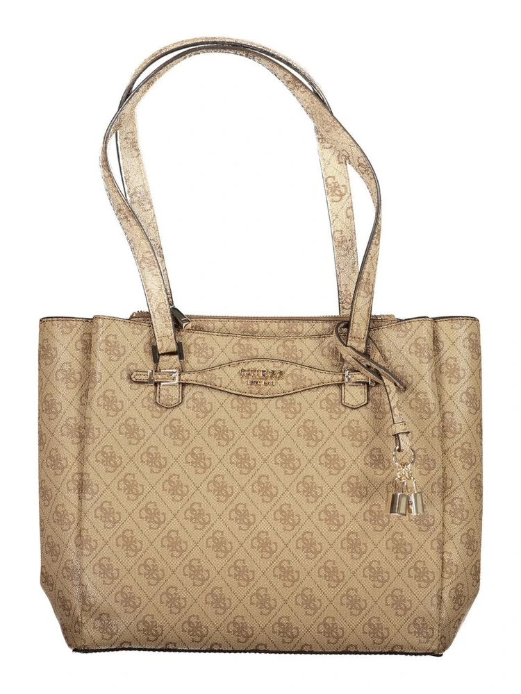 Beige Polyethylene Women Handbag