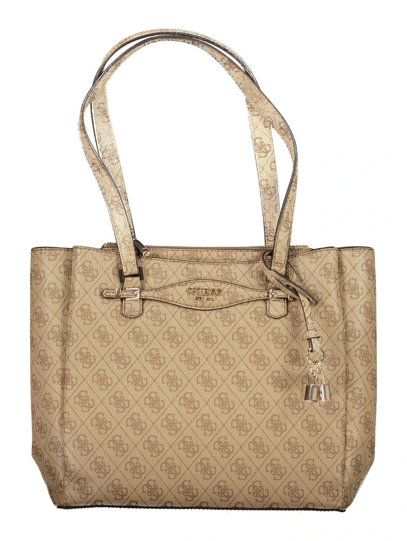 Beige Polyethylene Women Handbag