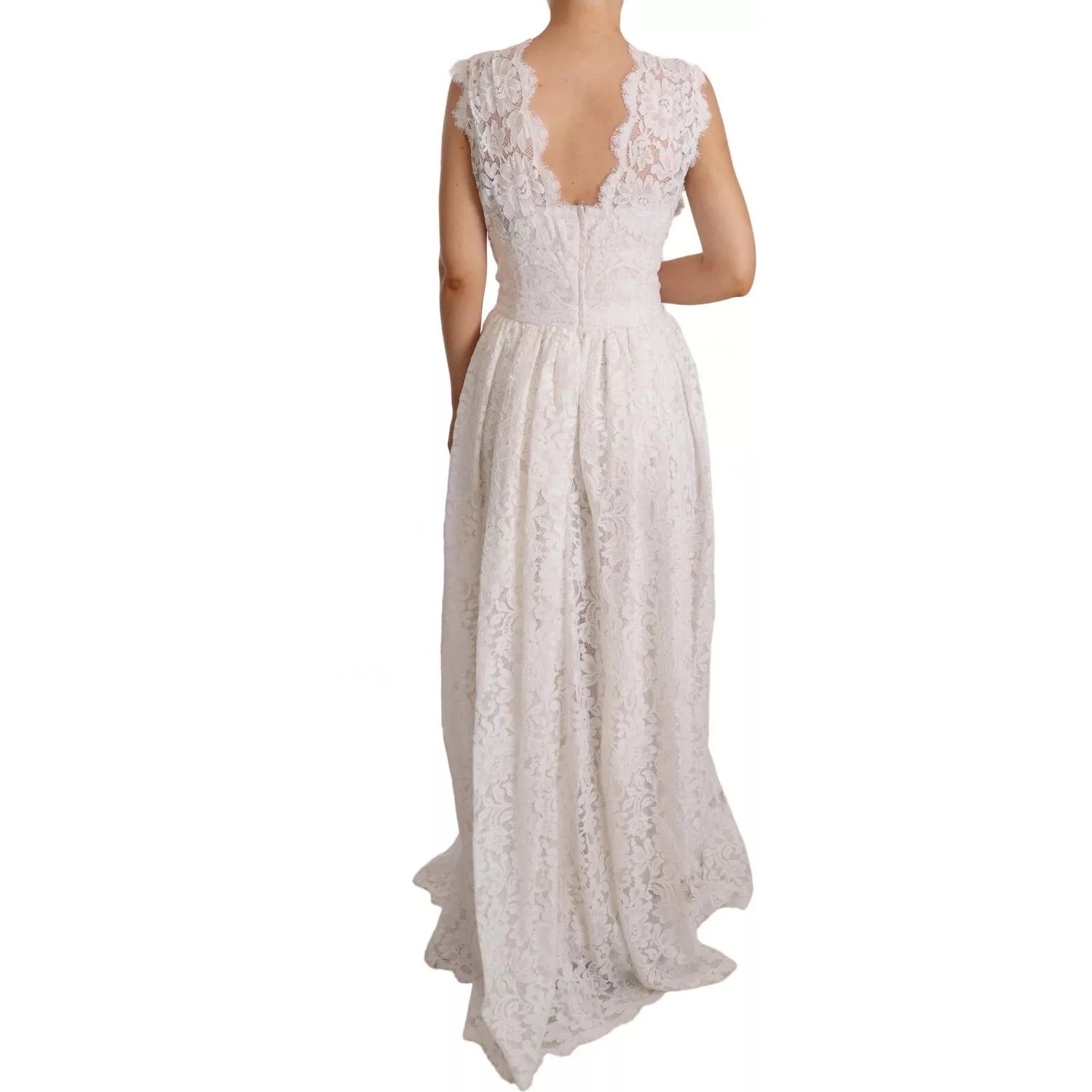 White Flower Lace Corsage Long Maxi Dress