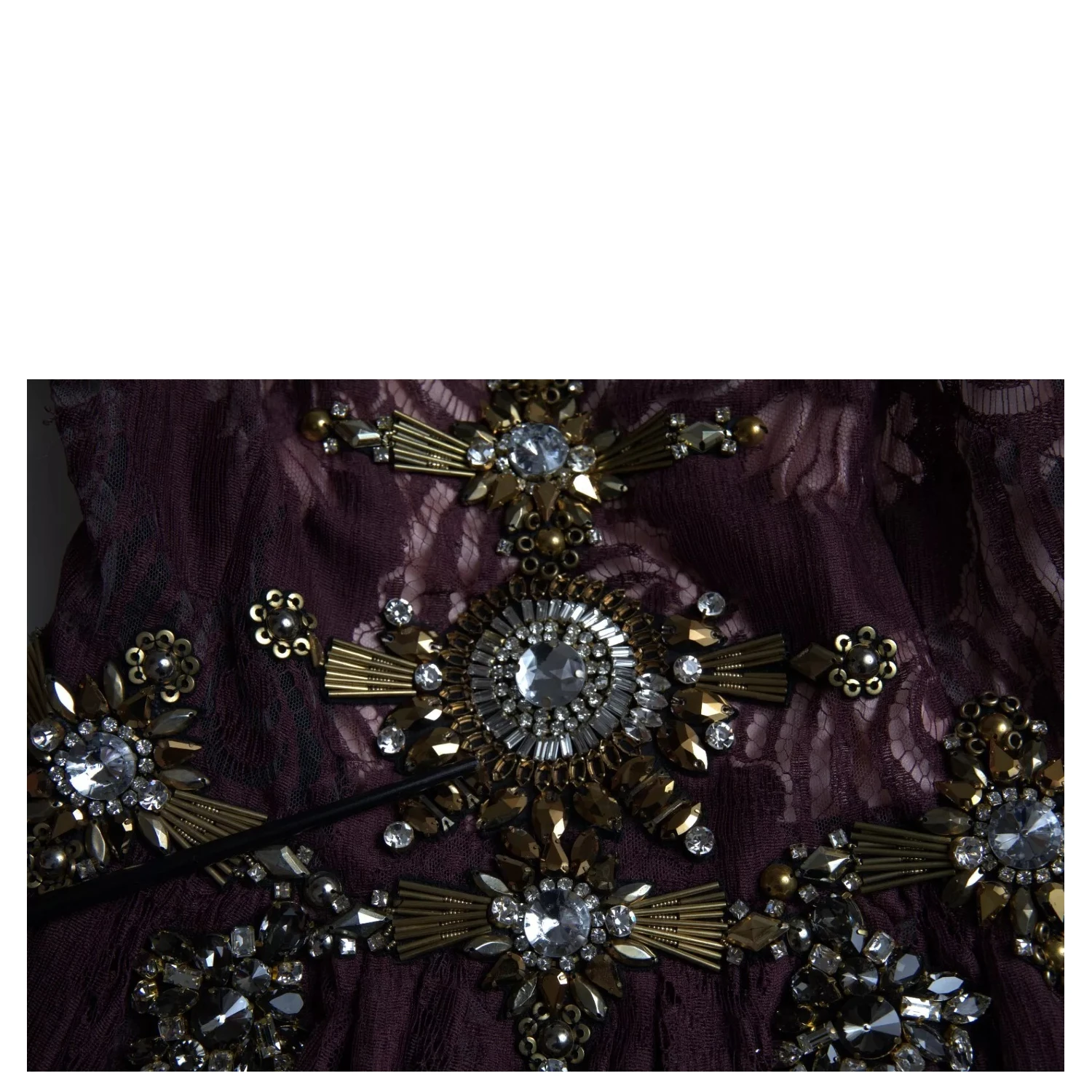 Purple Viscose Crystal A-Line Gown Dress