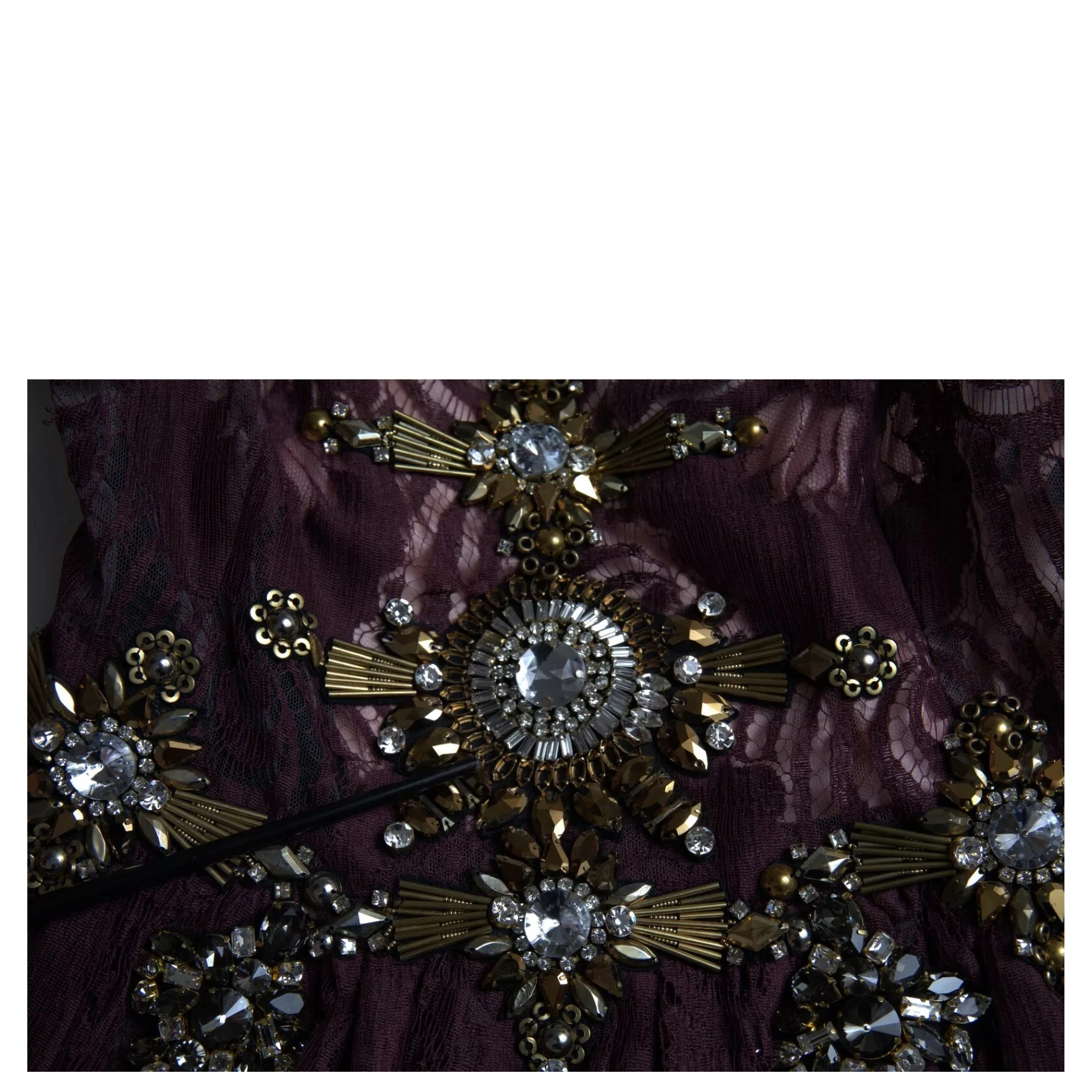 Purple Viscose Crystal A-Line Gown Dress