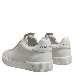 White Miami Leather Low Top Sneakers Men Shoes