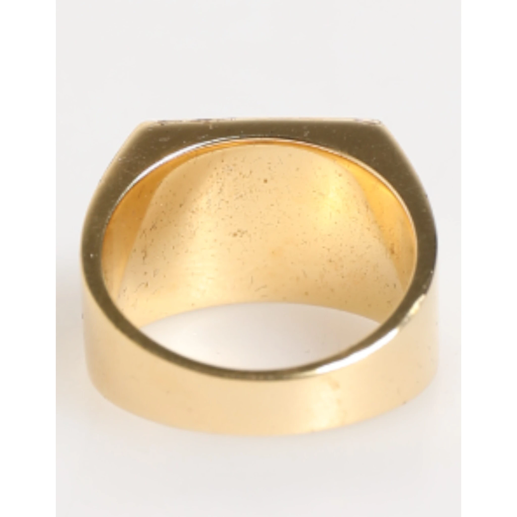 Gold Tone Brass Signet Square DG Logo Plaque Men Ring