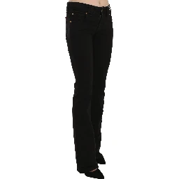 Black Low Waist Slim Leg Skinny Denim Casual Pants Jeans