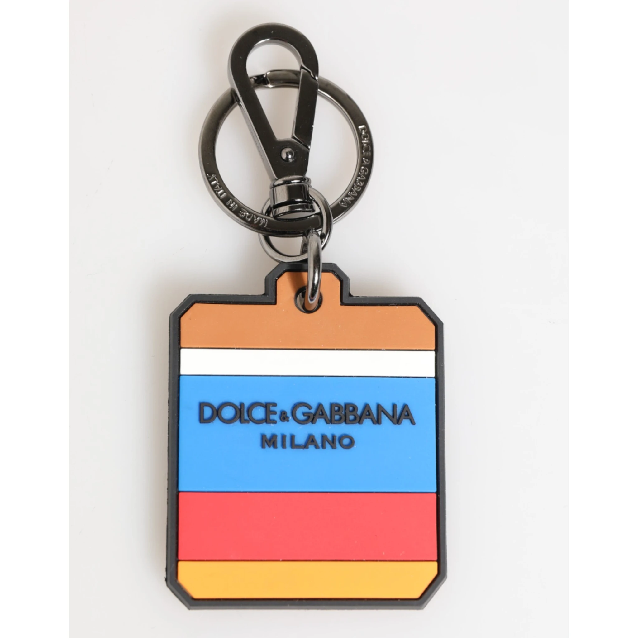 Multicolor DG Rubber Logo Silver Men's Keychain Keyring