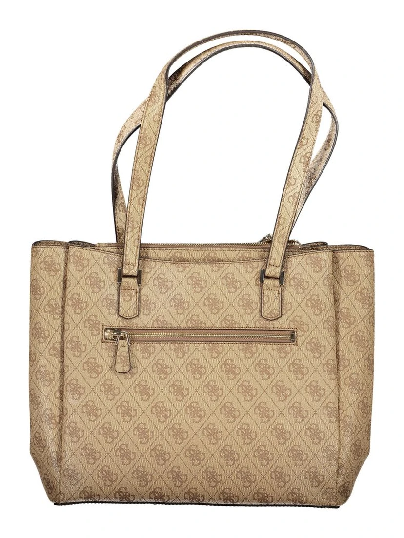 Beige Polyethylene Women Handbag