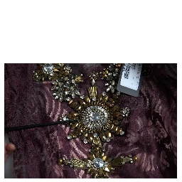 Purple Viscose Crystal A-Line Gown Dress