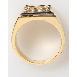 Gold Tone Brass Signet Square DG Logo Plaque Men Ring