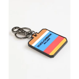 Multicolor DG Rubber Logo Silver Men's Keychain Keyring