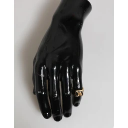 Gold Tone Brass Signet Square DG Logo Plaque Men Ring