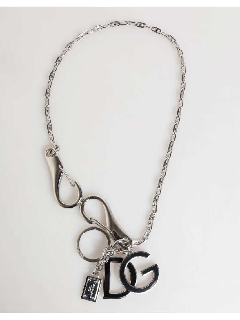 Silver DG Logo Key Holder Keychain Bag Charm Keyring