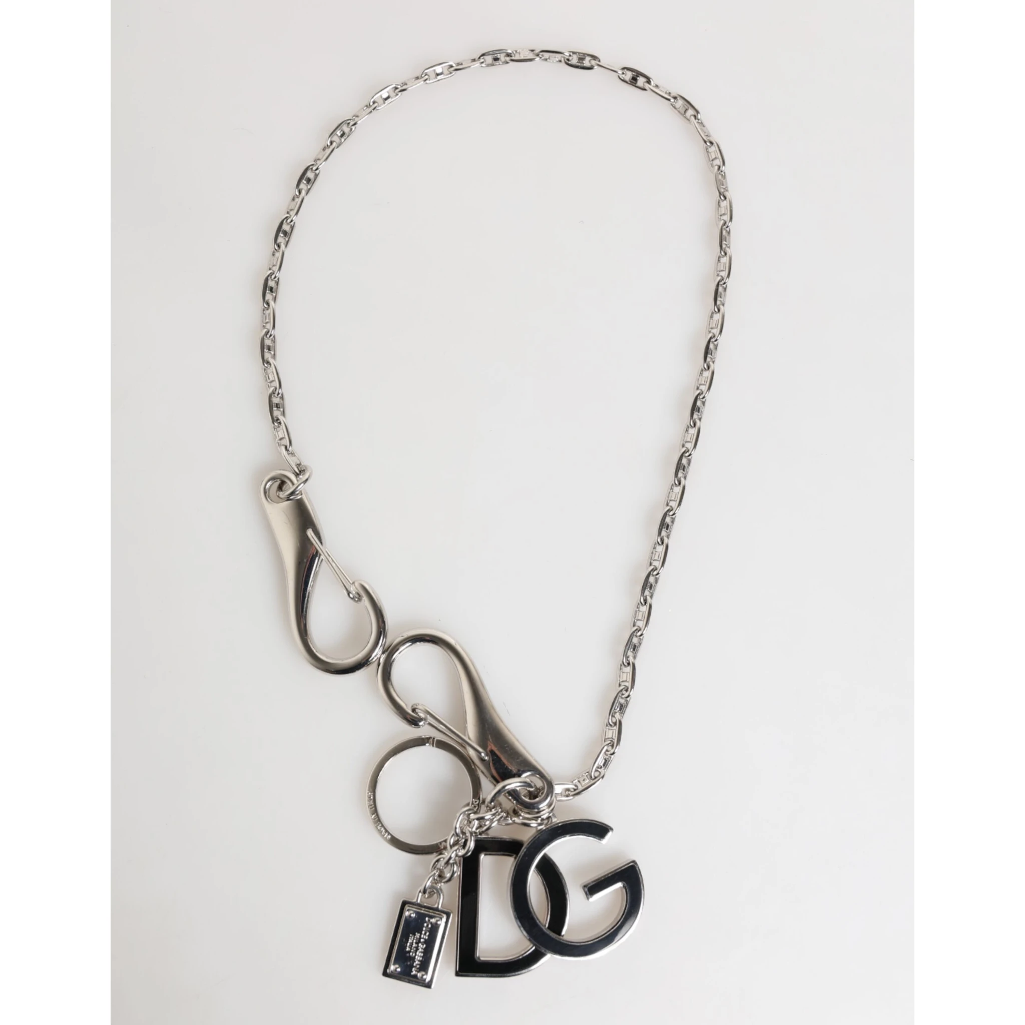 Silver DG Logo Key Holder Keychain Bag Charm Keyring