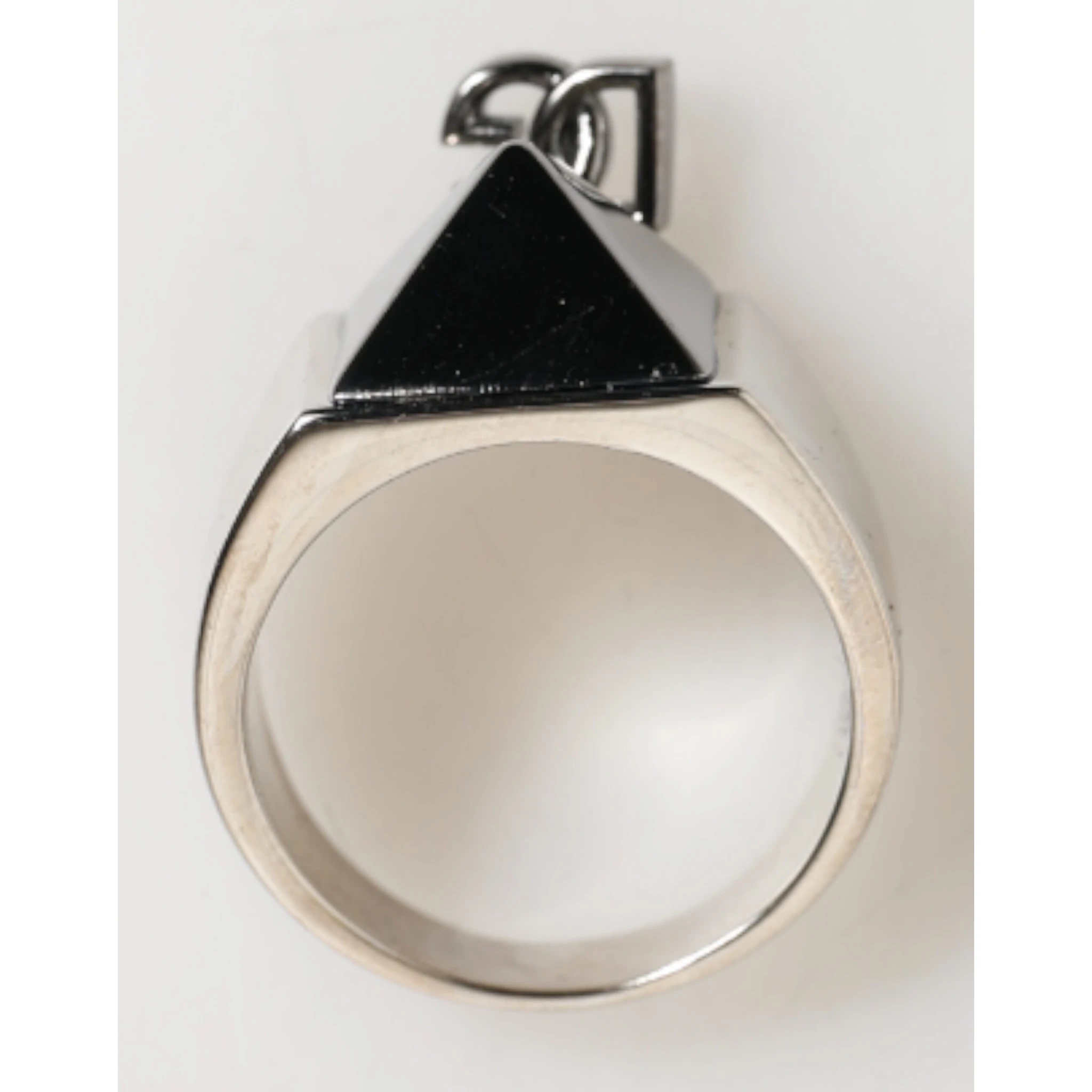 Silver Tone Pyramid DG Logo Real Brass Ring