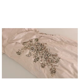 Beige Sequined Flower Flare Ball Gown Dress