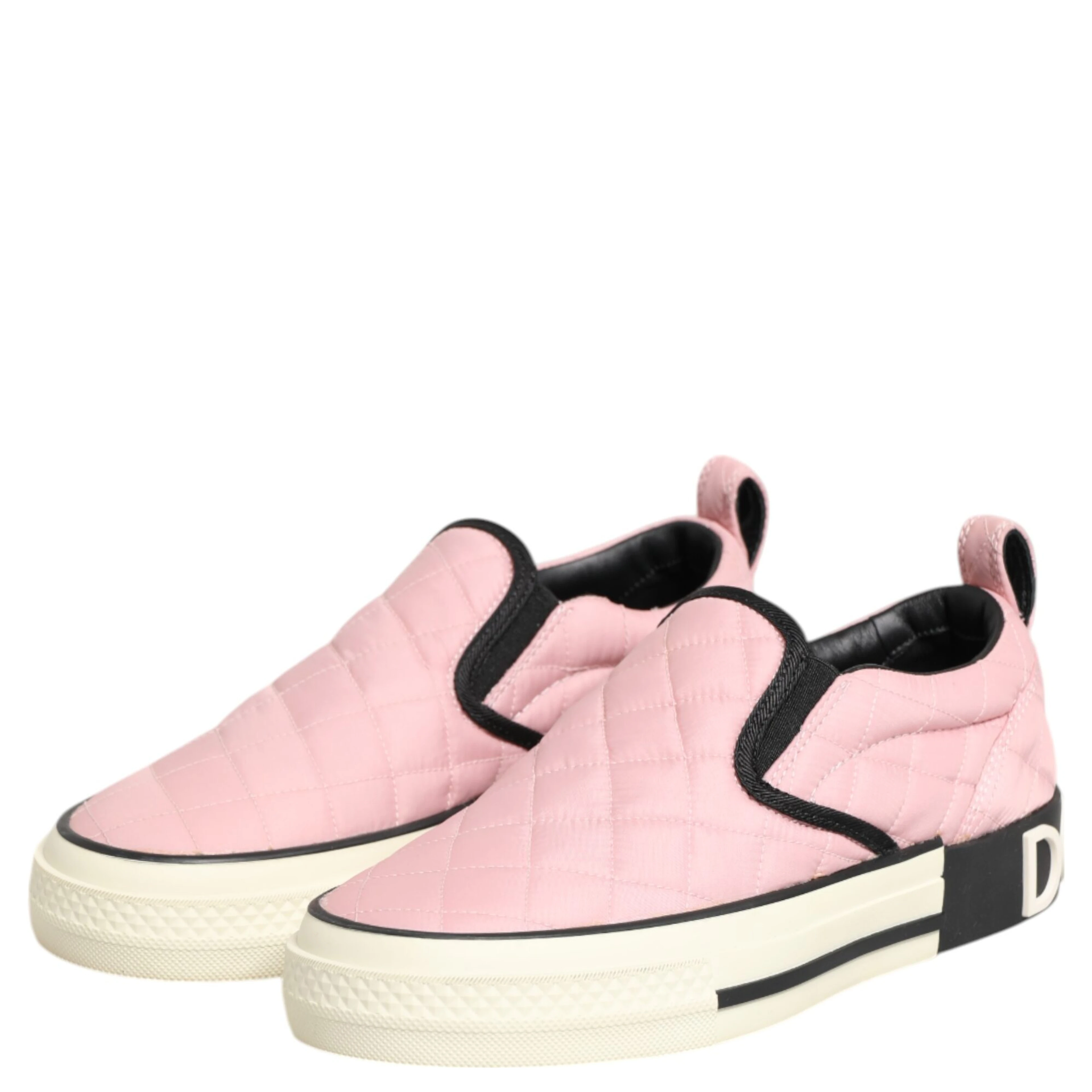 Pink Quilted Nylon Slip-On Sneaker Shoes