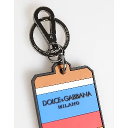 Multicolor DG Rubber Logo Silver Men's Keychain Keyring