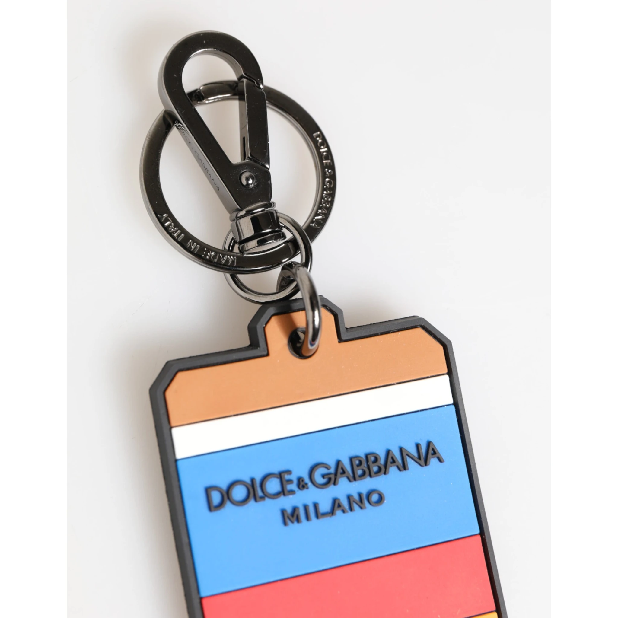 Multicolor DG Rubber Logo Silver Men's Keychain Keyring
