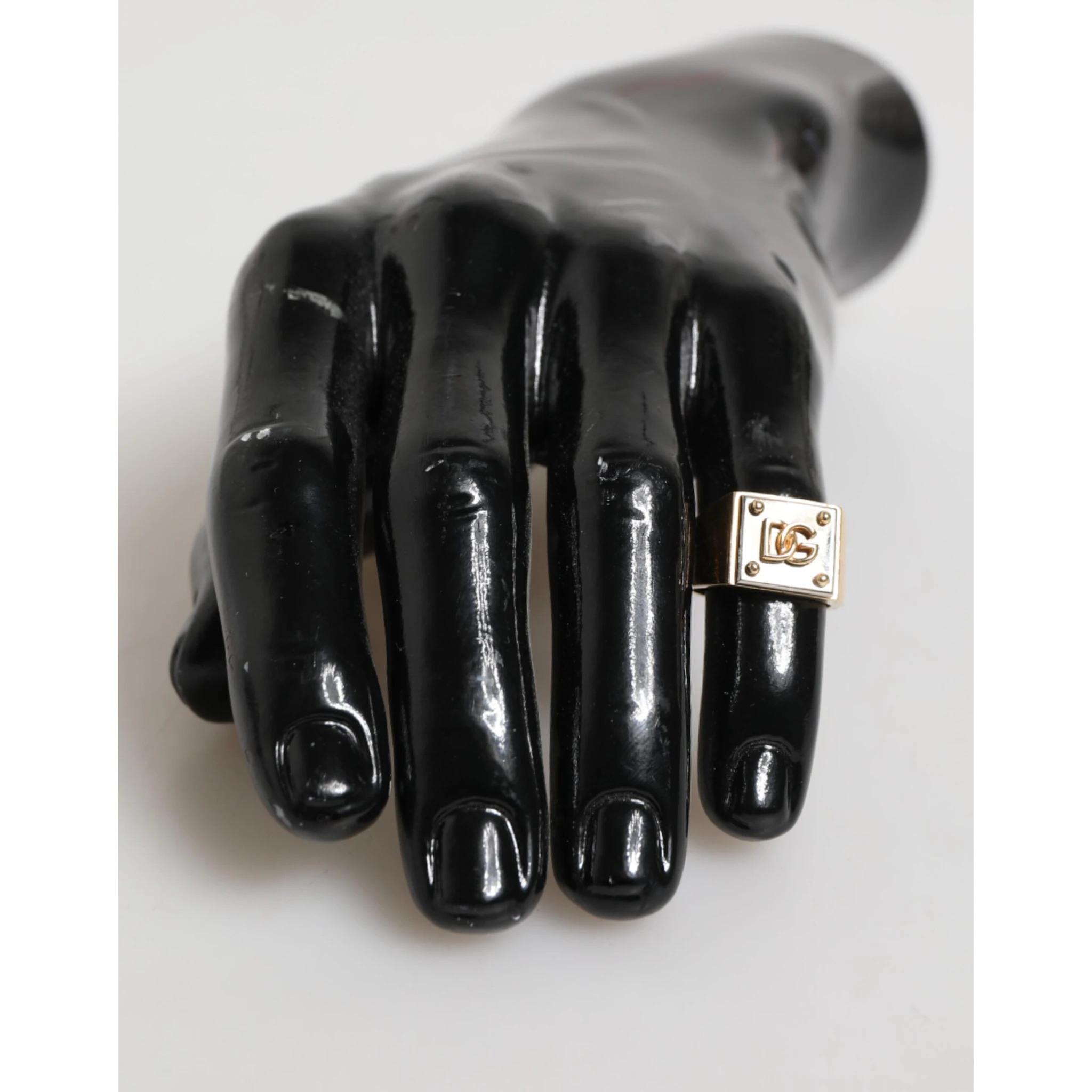 Gold Tone Brass Signet Square DG Logo Plaque Men Ring