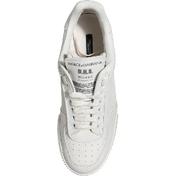White Miami Leather Low Top Sneakers Men Shoes