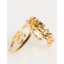 Gold Tone Brass Oval DG Logo Chain Adjustable Ring