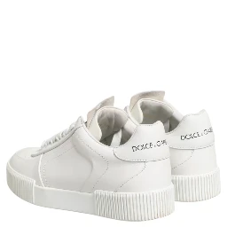 White Miami Leather Low Top Sneakers Shoes