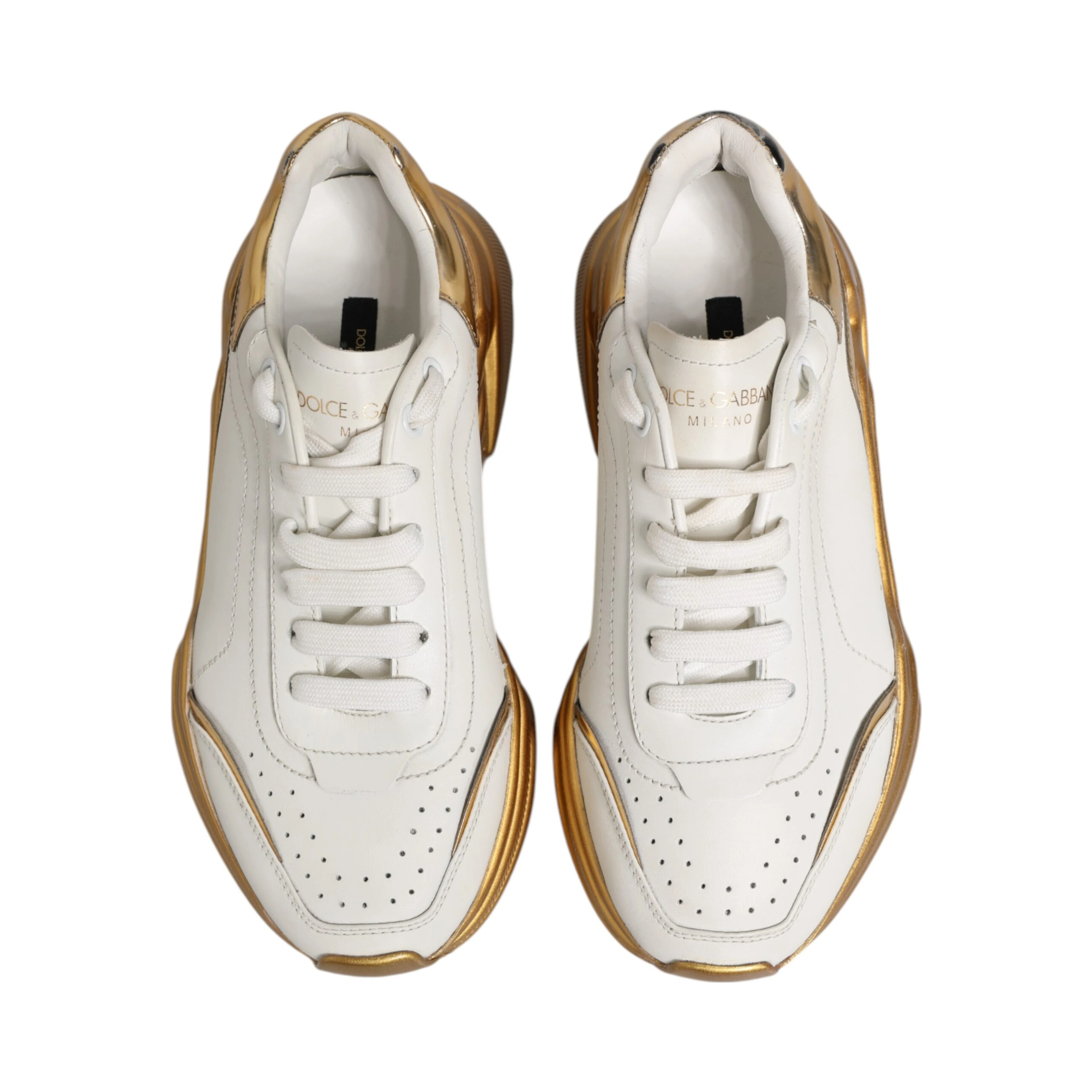 White Gold DAYMASTER Leather Sneakers Womens Shoes
