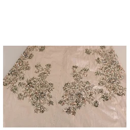 Beige Sequined Flower Flare Ball Gown Dress